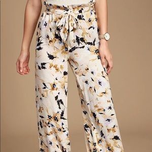 O’Neill Alli White Floral Print Wide-Leg Pants